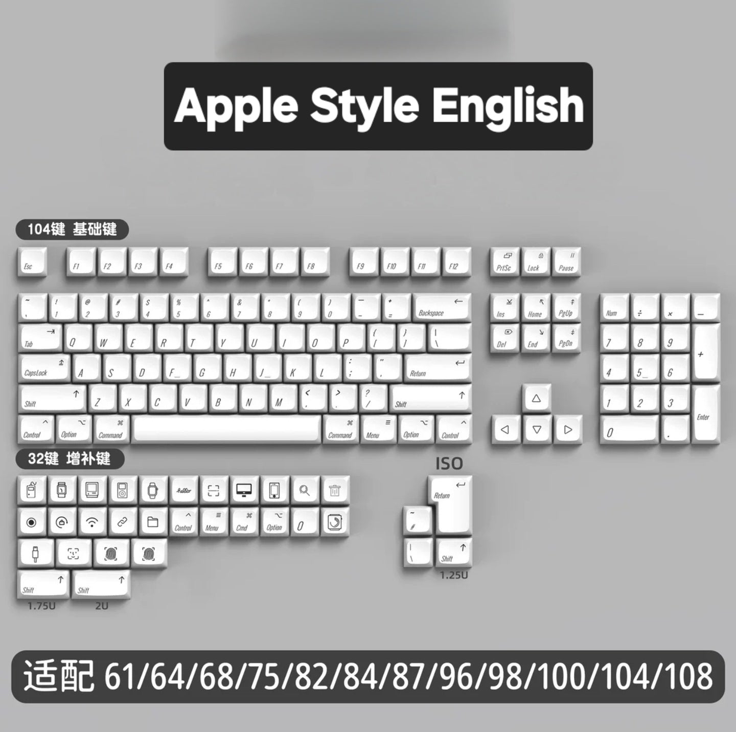 Quality Apple Mac OS Thick XDA PBT Keycaps