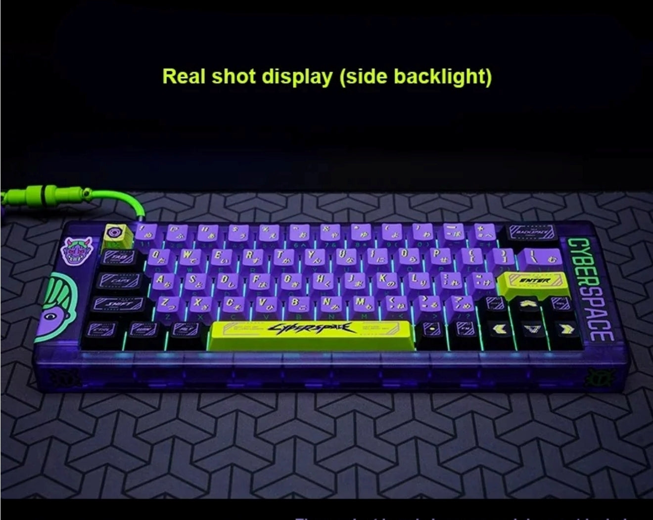 Cyberpunk Night City Side Backlit Dual Legends Cherry PBT Keycaps with Keycap Storage Box