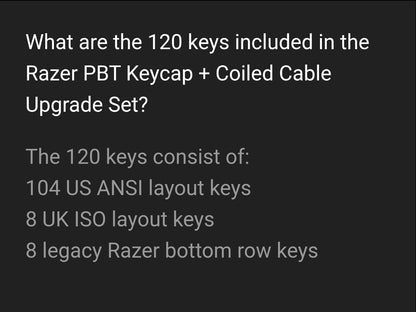 PRICE DROP Razer Shinethrough PBT Keycap & Coiled Cable Upgrade Set White Green