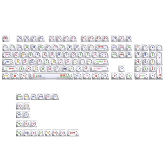 Unique White Rotary Shape Thick PBT Keycaps Shinethrough Ring