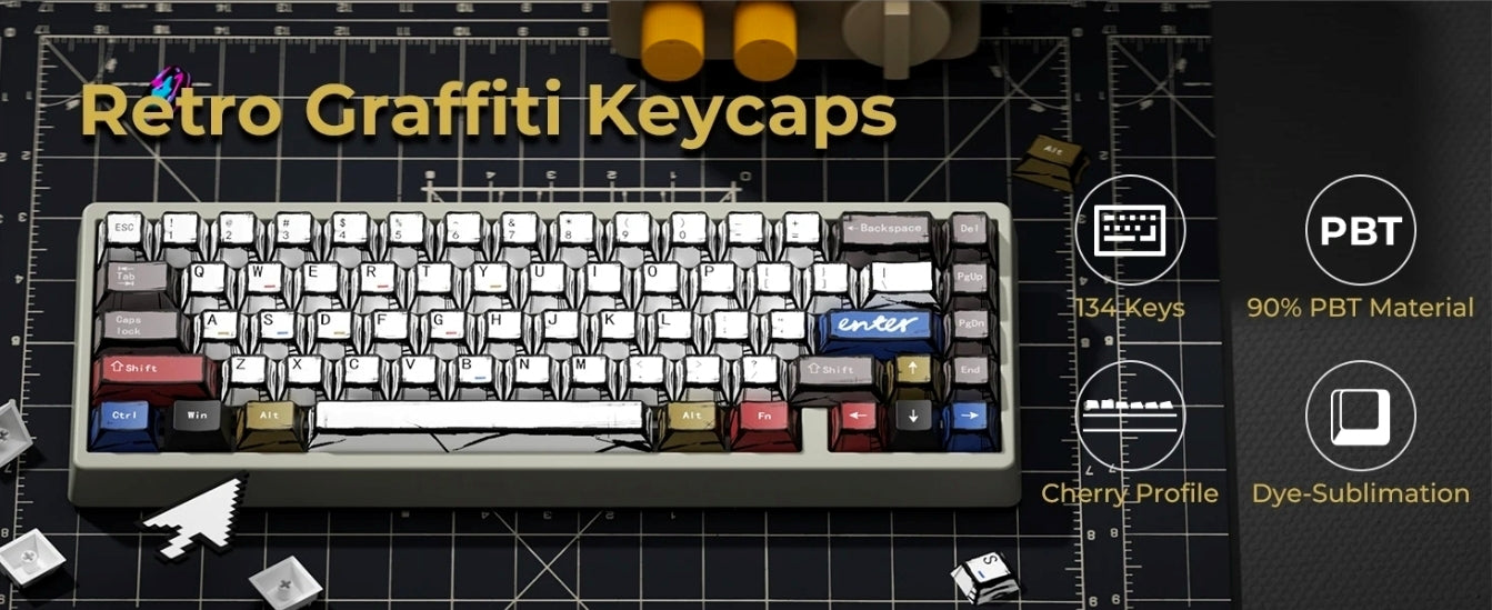 XVX Gaming Manga Theme Graffiti Cherry PBT Keycaps
