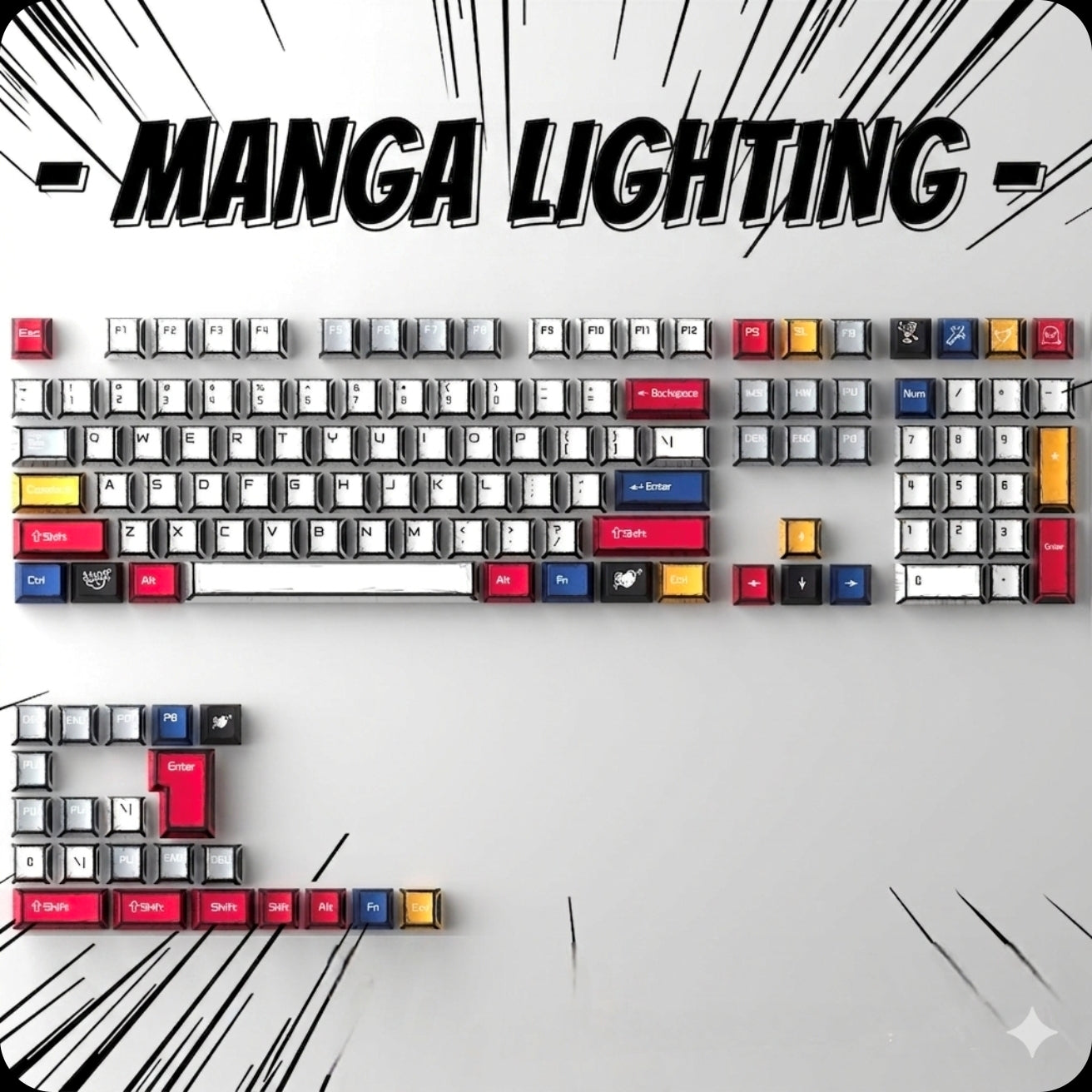 Comic Manga Lightning 2 Colors Cherry PBT Keycaps