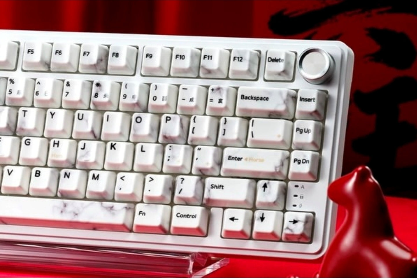 Premium Full Ceramic White Marble Cherry Keycaps With Collector Storage Box