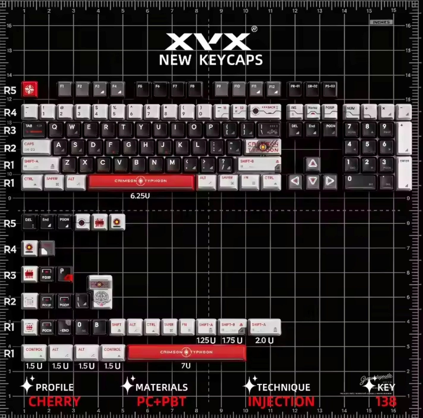 XVX Blazing Storm PBT PC Artisan Translucent Keycaps