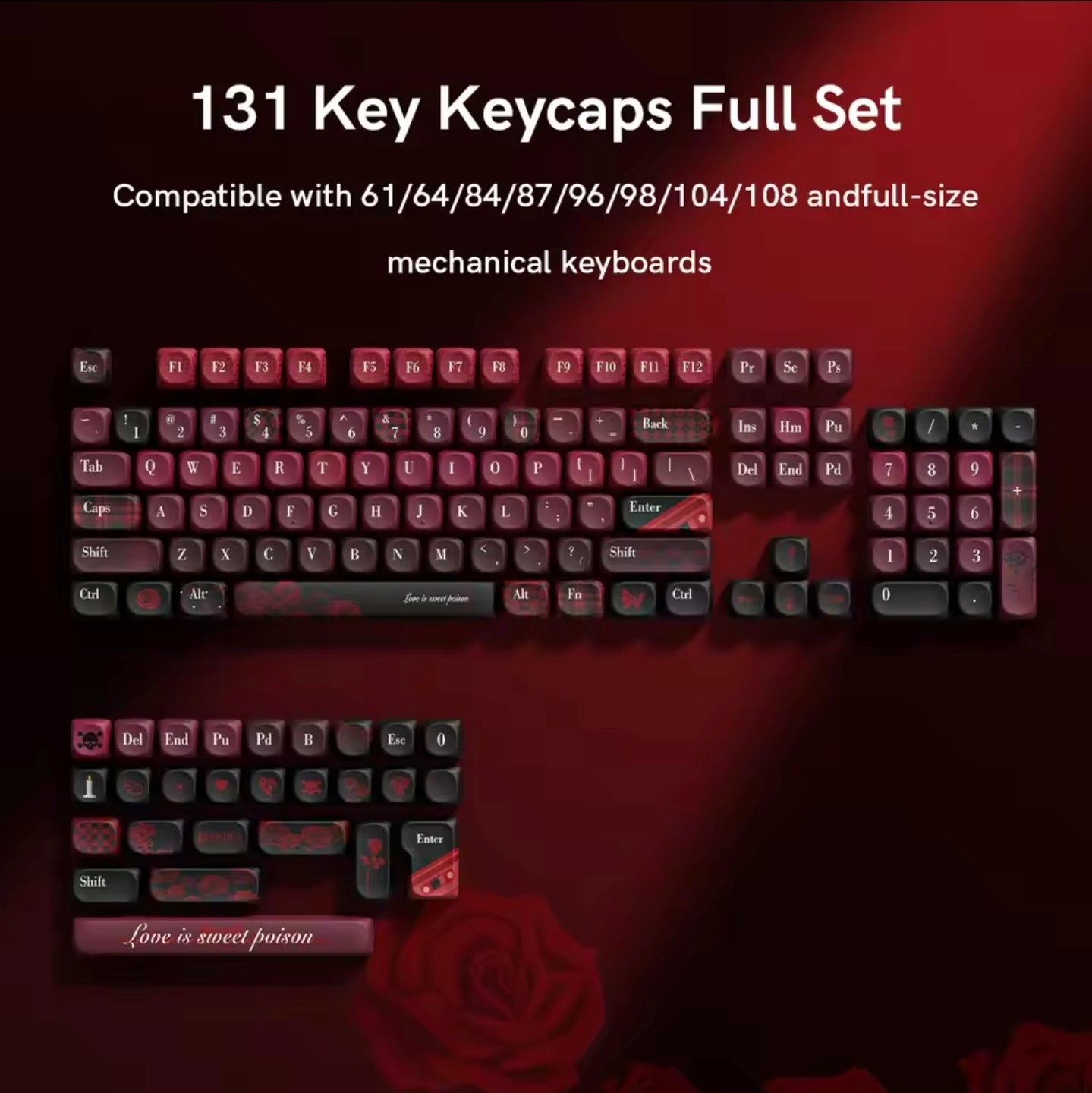 Womier Dark Rose MOA PBT Keycaps