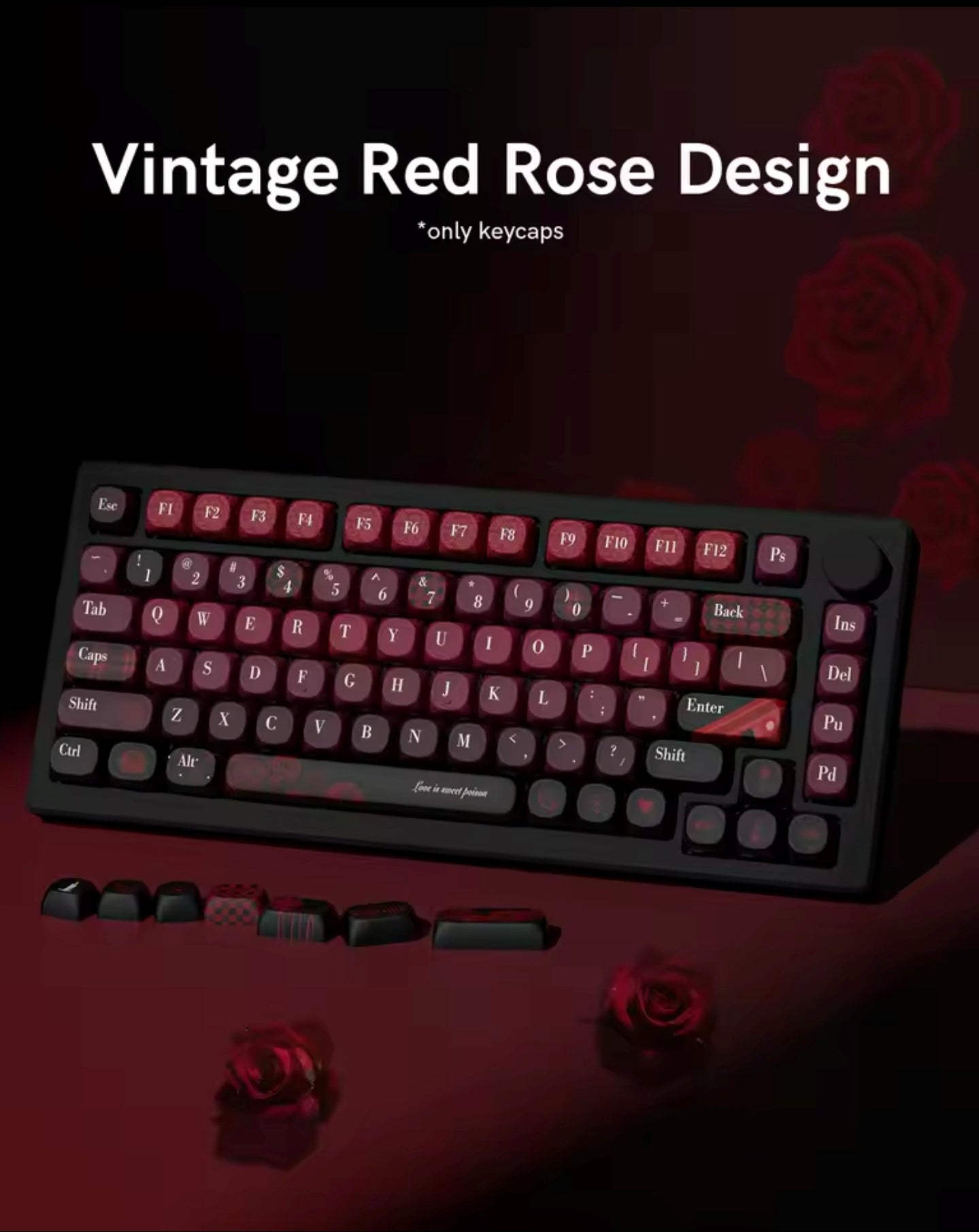 Womier Dark Rose MOA PBT Keycaps