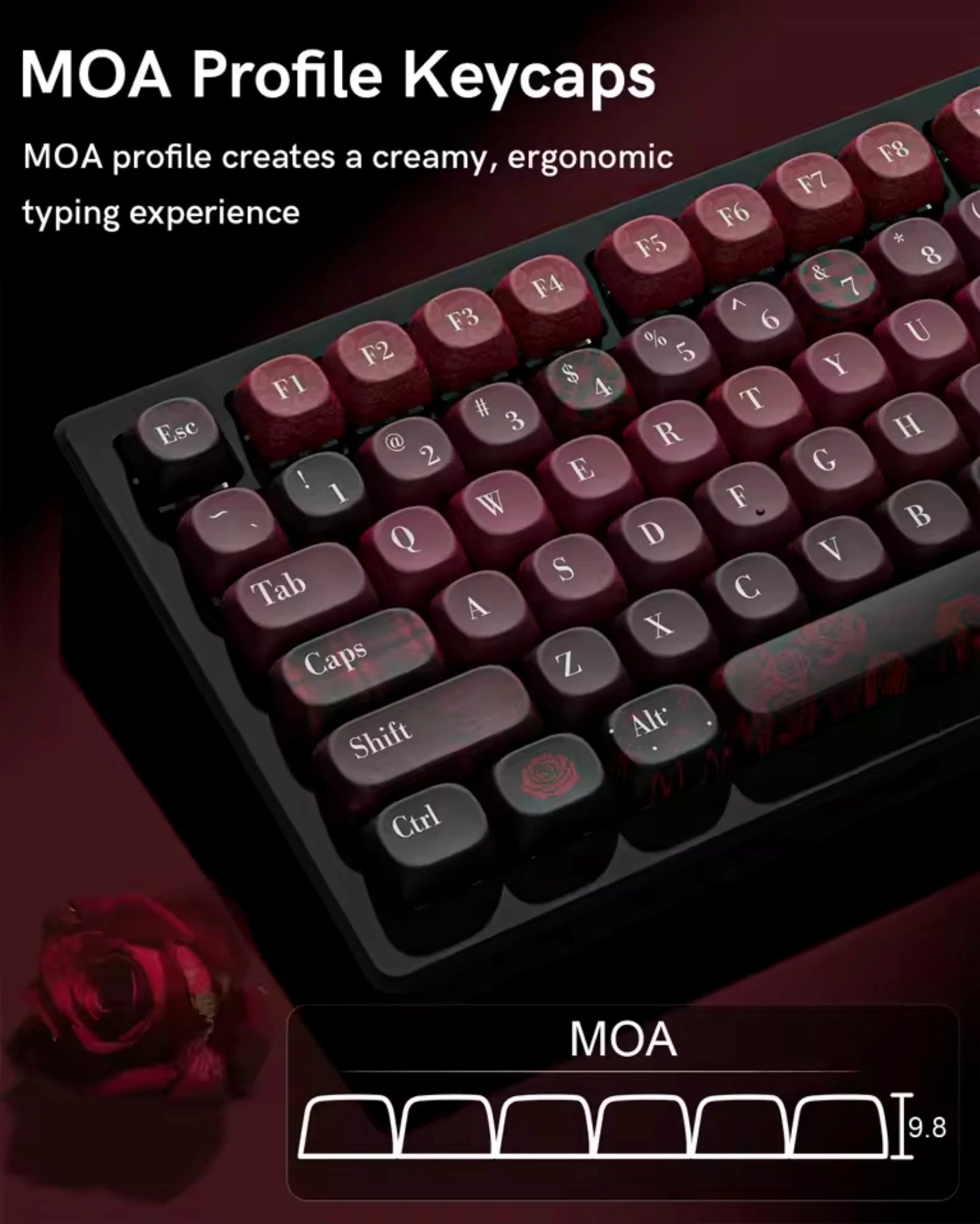 Womier Dark Rose MOA PBT Keycaps