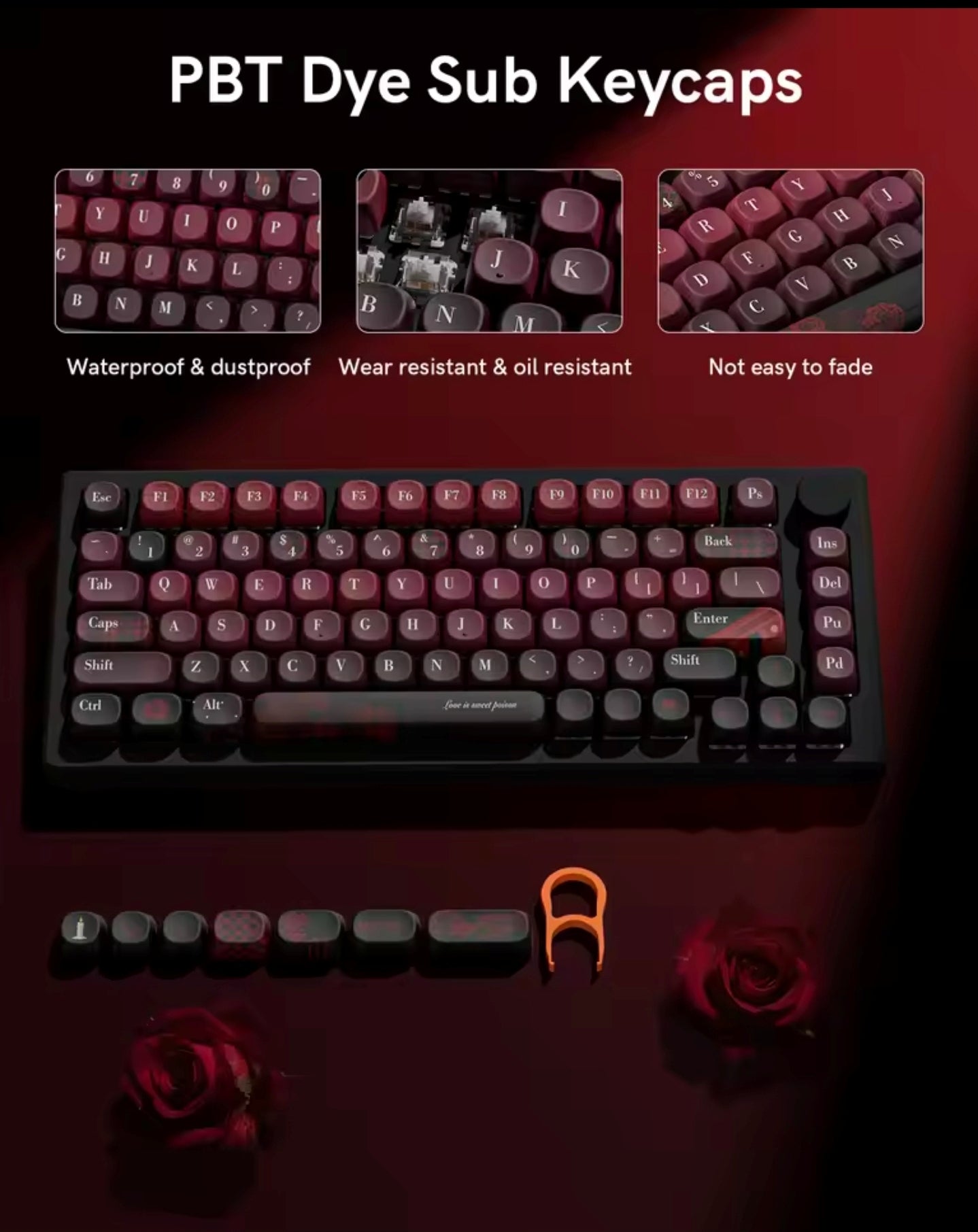 Womier Dark Rose MOA PBT Keycaps
