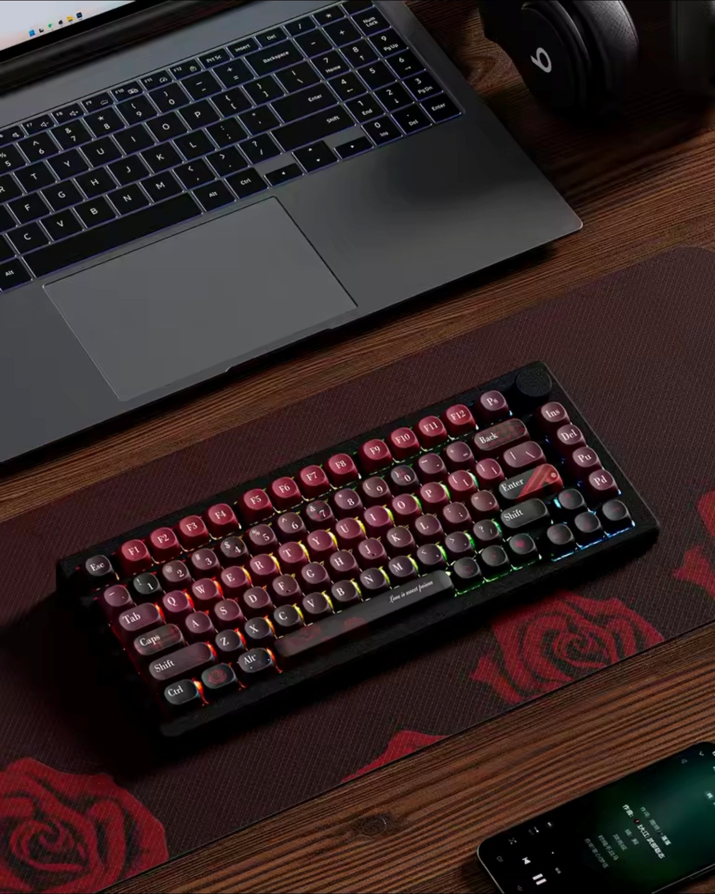 Womier Dark Rose MOA PBT Keycaps