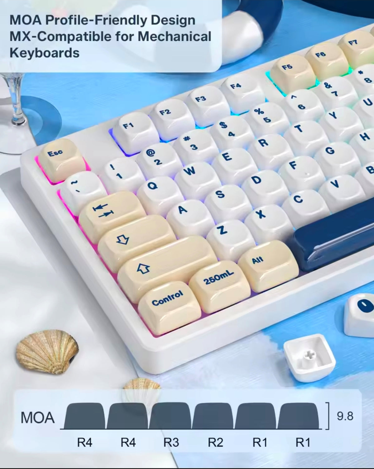 Womier Ceramic Coated Sea Salt Cheese MOA PBT Keycaps