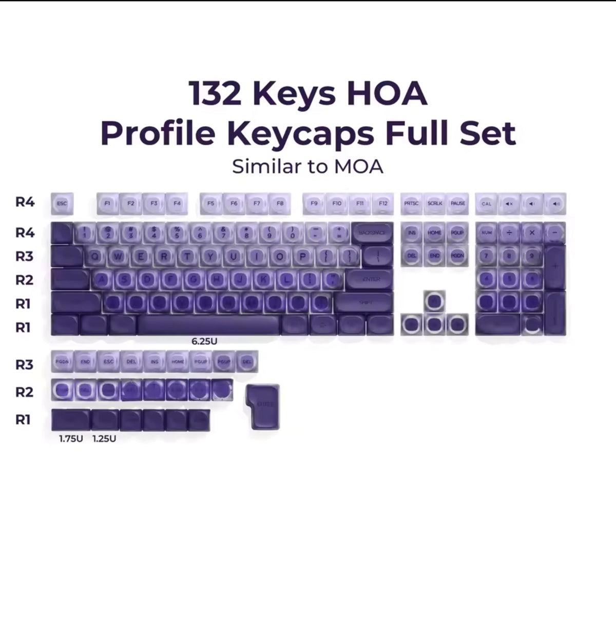Purple Foundation HOA Profile Translucent Keycaps