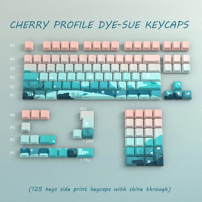 Deep Sea Side Engraved Translucent Cherry PBT Keycaps