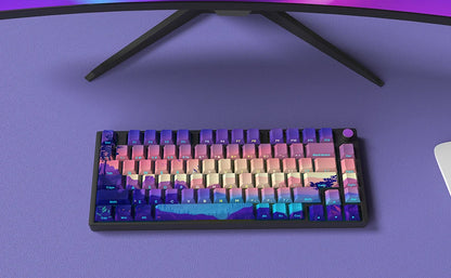 Backlit Printed Purple Landcape Cherry Doubleshot Pbt Keycaps