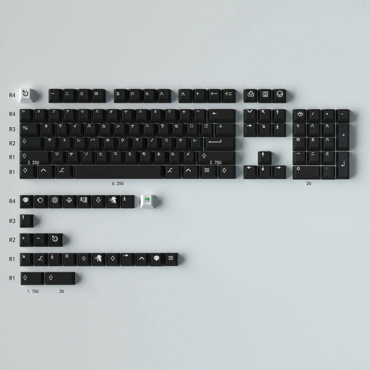 WOB Katakana Hiragana Cherry PBT Clone Keycaps Jet Black