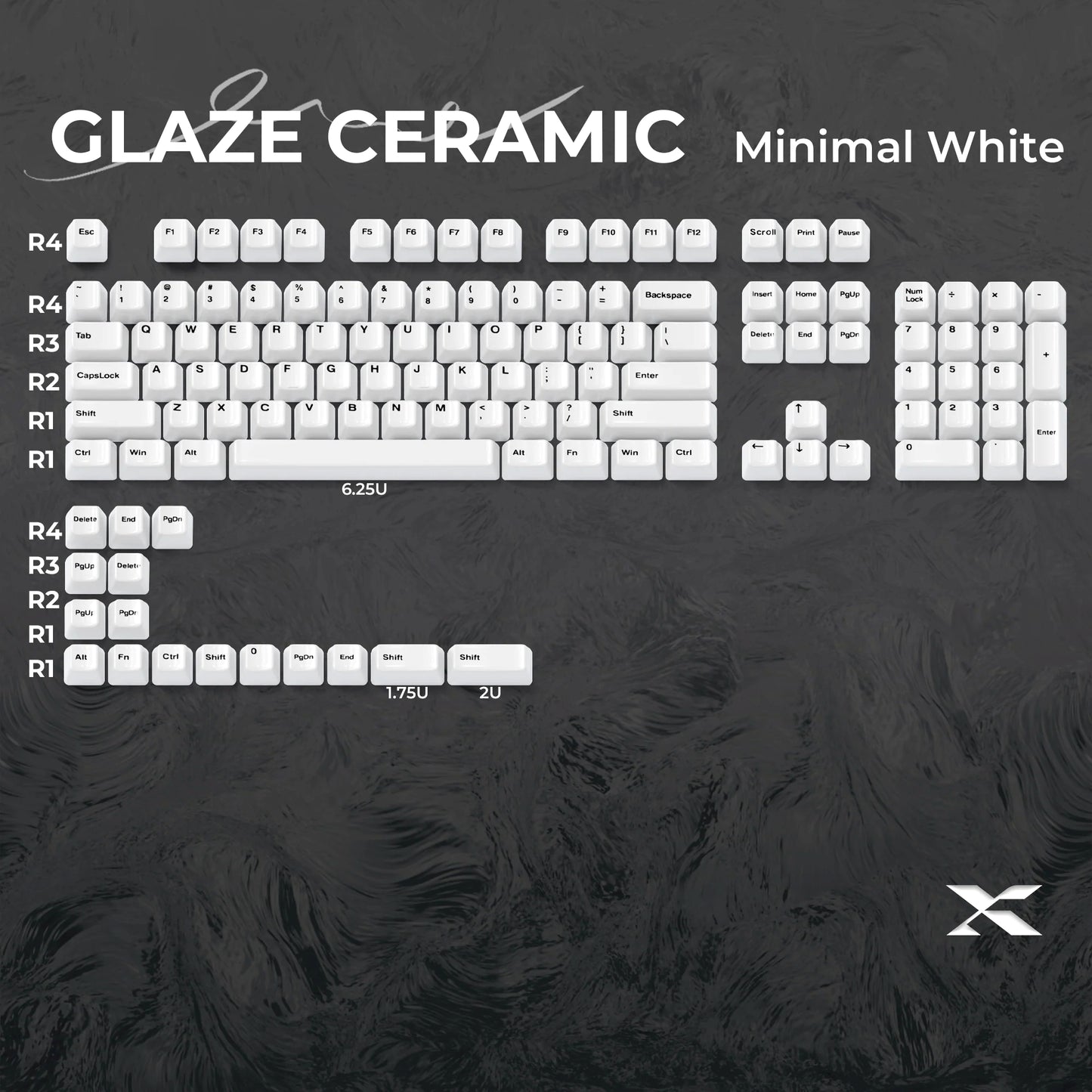 XVX Full Glaze Ceramic Minimal White Cherry Profile 120-Key Full Keycap Set