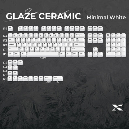 XVX Full Glaze Ceramic Minimal White Cherry Profile 120-Key Full Keycap Set