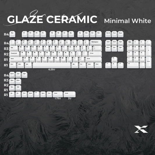XVX Full Glaze Ceramic Minimal White Cherry Profile 120-Key Full Keycap Set