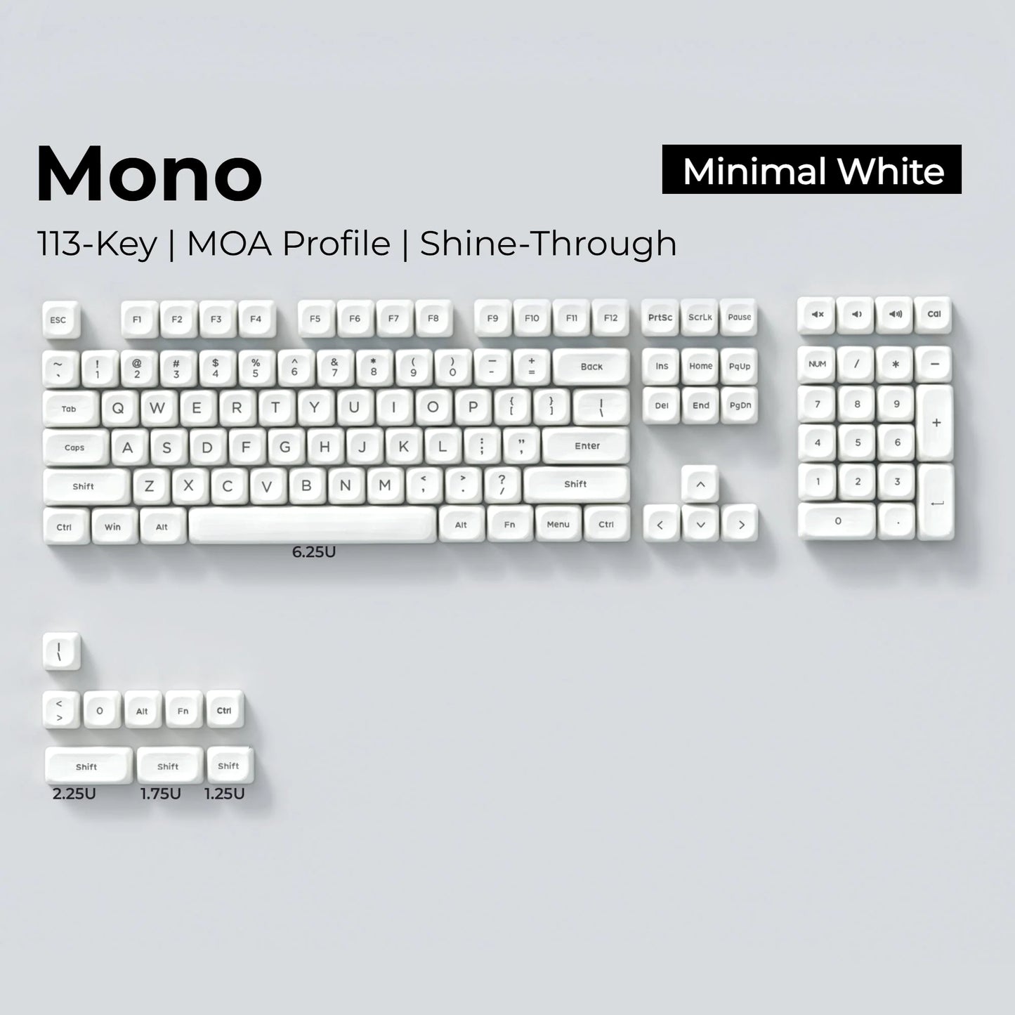 XVX Mono Series MOA Profile Shine-Through PBT Keycap Set