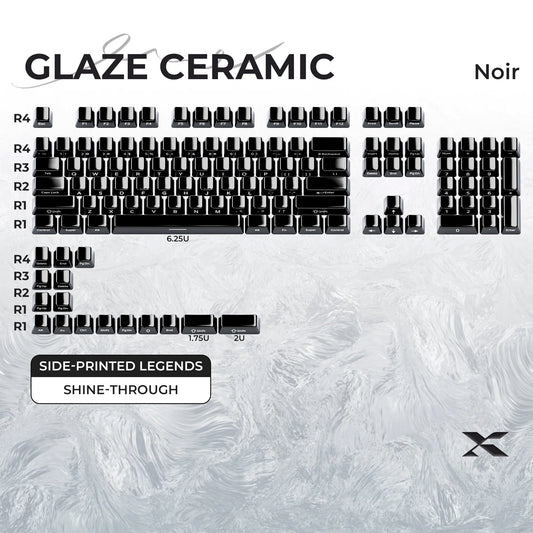 XVX Noir Side Shinethrough Glaze Ceramic Cherry Profile 120-Key Full Keycap Set