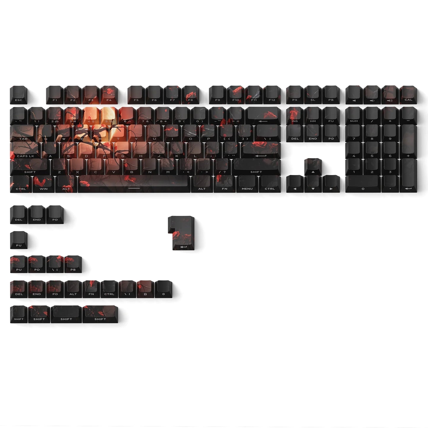 Obsidian Rose Shine-Through Double shot Cherry Profile PBT Keycap Set