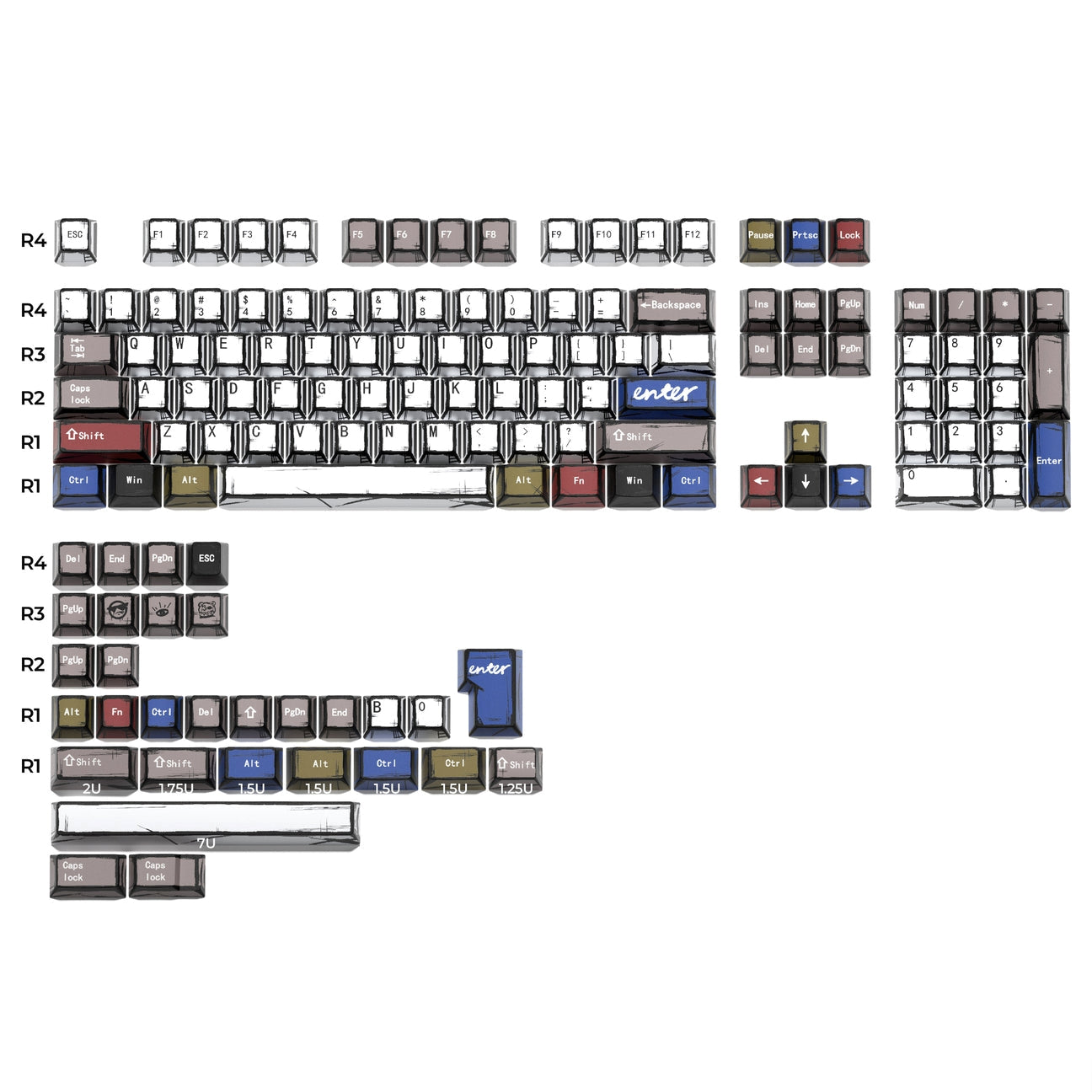 Manga COMIC Theme Cherry PBT Keycaps XVX Version – CuriosityCaps