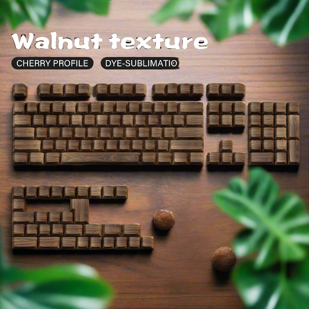 Walnut Wood Texture Side Backlit Cherry PBT Keycaps