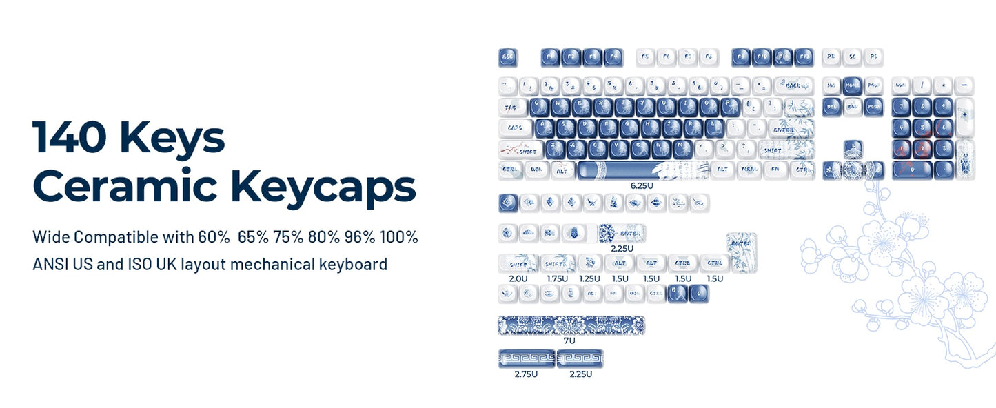 Ceramic Coated Glossy Porcelain XDA PBT Keycaps
