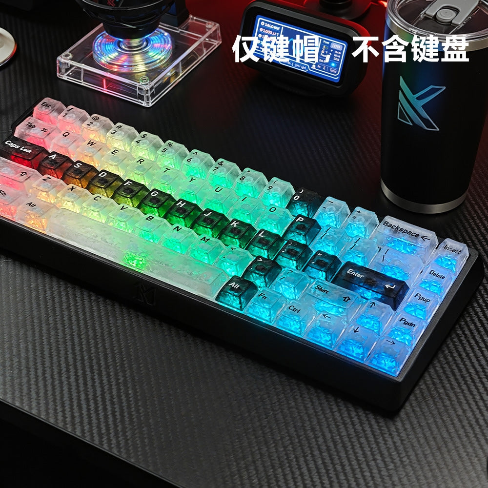 The Sword In Carbon Fiber Transparent Cherry Keycaps
