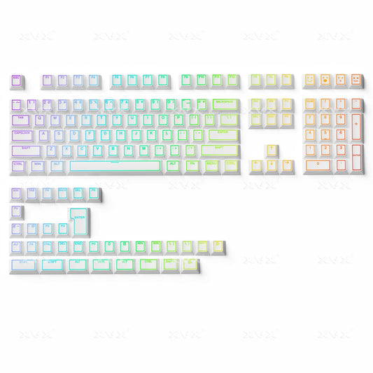 XVX PRISM  White Shine-Through Double-Shot Cherry Profile 142-Key PBT Keycap Set