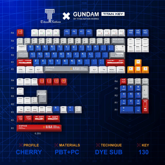 Titan Nation Gundam V2 Side Backlit Dual Legends PBT Keycaps with Keycap Storage Box