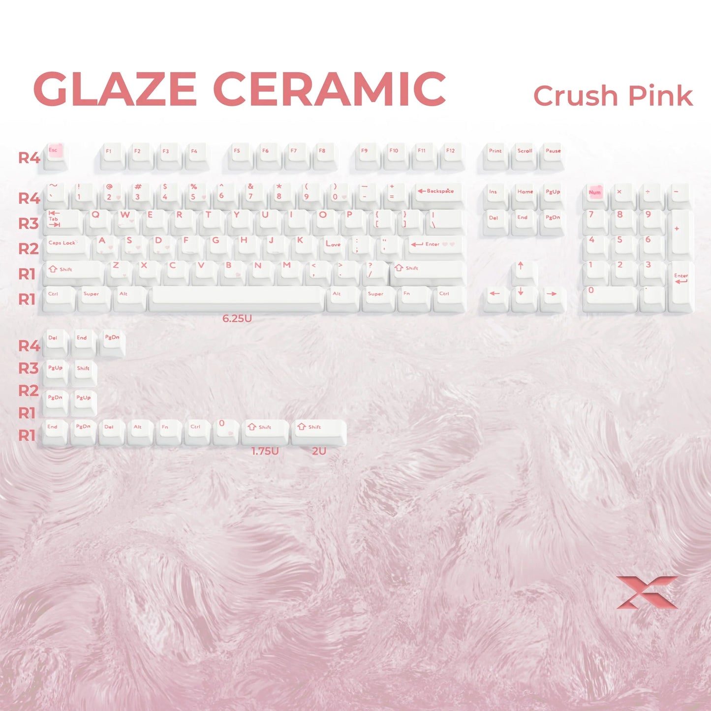 Glaze Full Ceramic Crush Pink Cherry Profile 120-Key Keycap Set