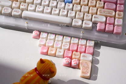 XVX House Pinky Ragdoll Cat Themed MAO Profile Keycaps