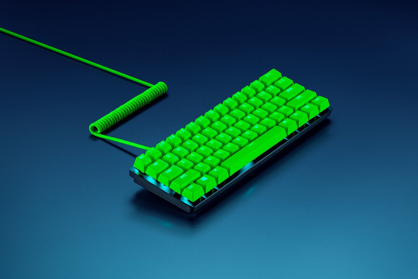 PRICE DROP Razer Shinethrough PBT Keycap & Coiled Cable Upgrade Set White Green