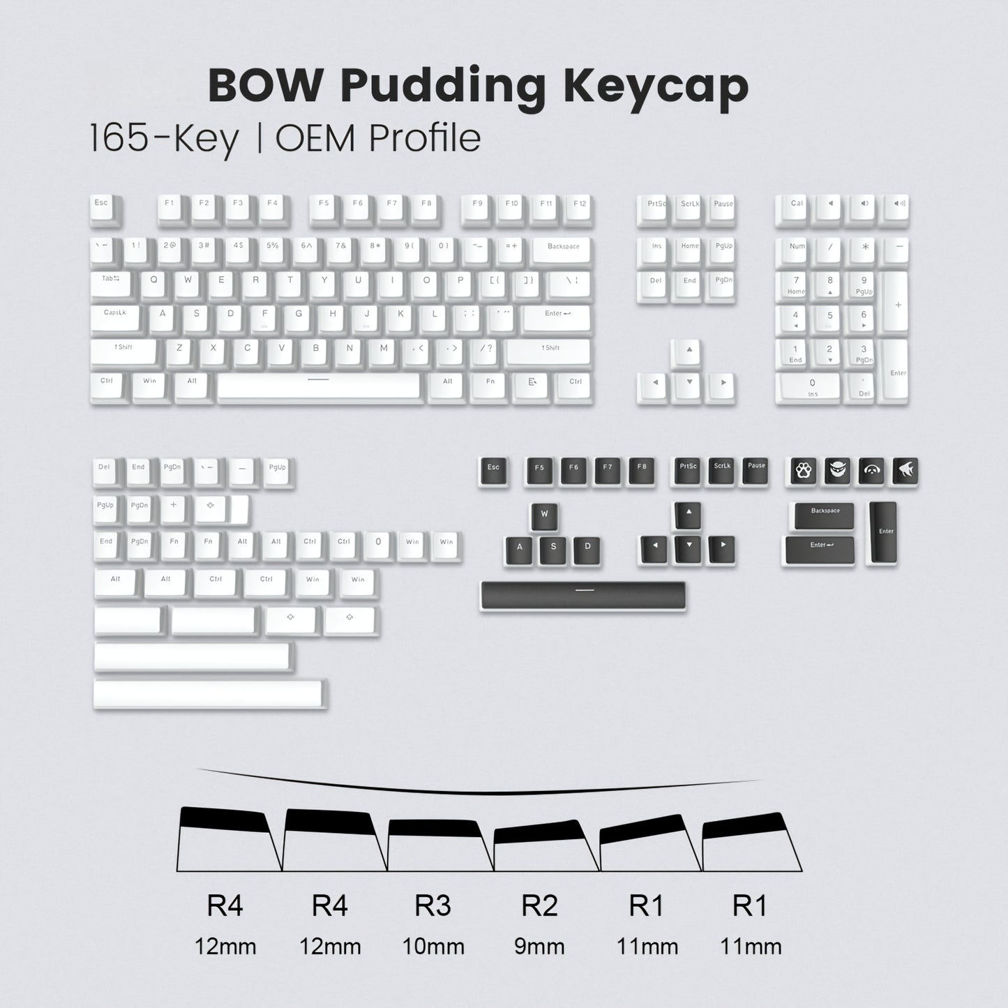 165 Pudding PBT BOW Backlit Keycap