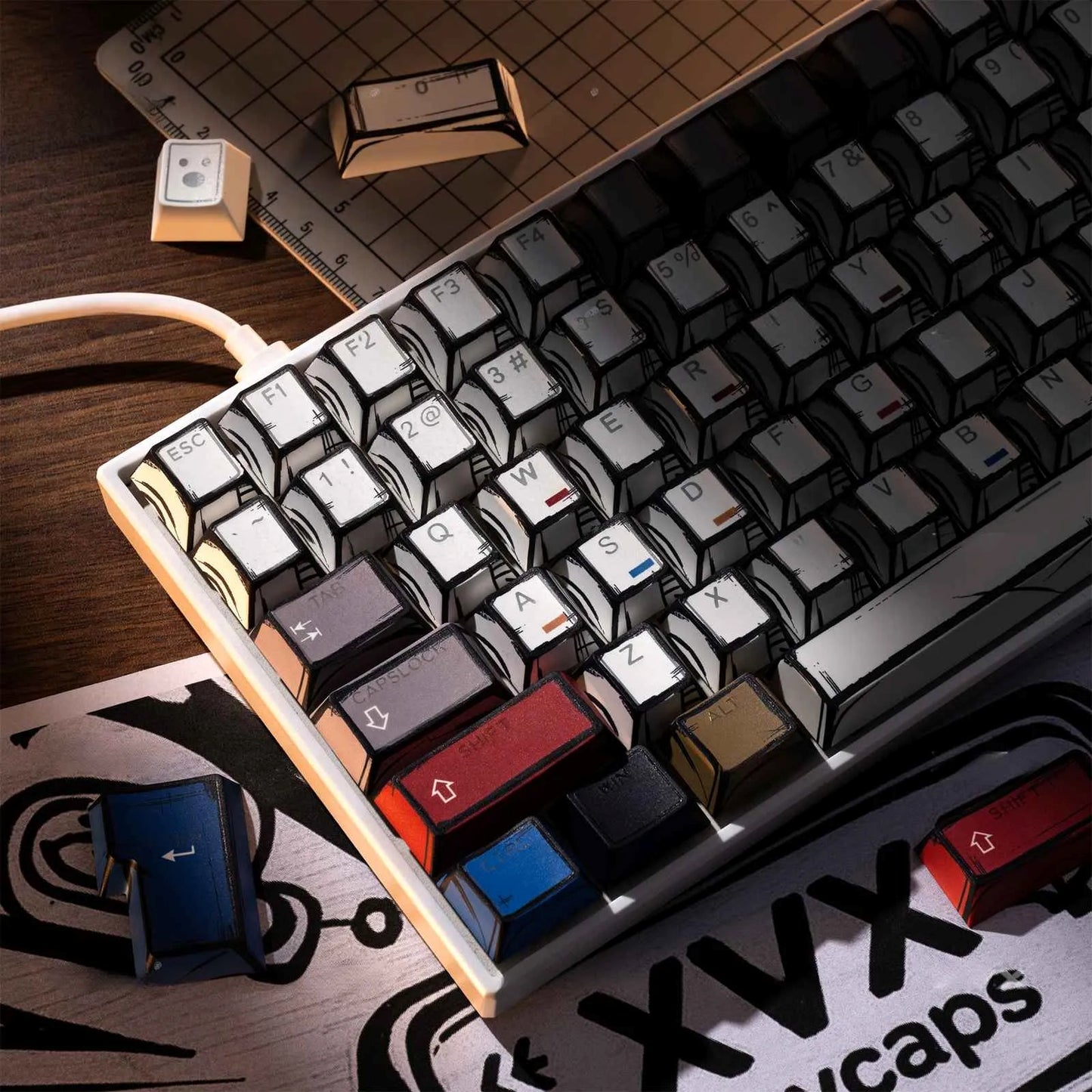 Top Backlit Comic Anime Manga Graffiti Doubleshot Keycaps