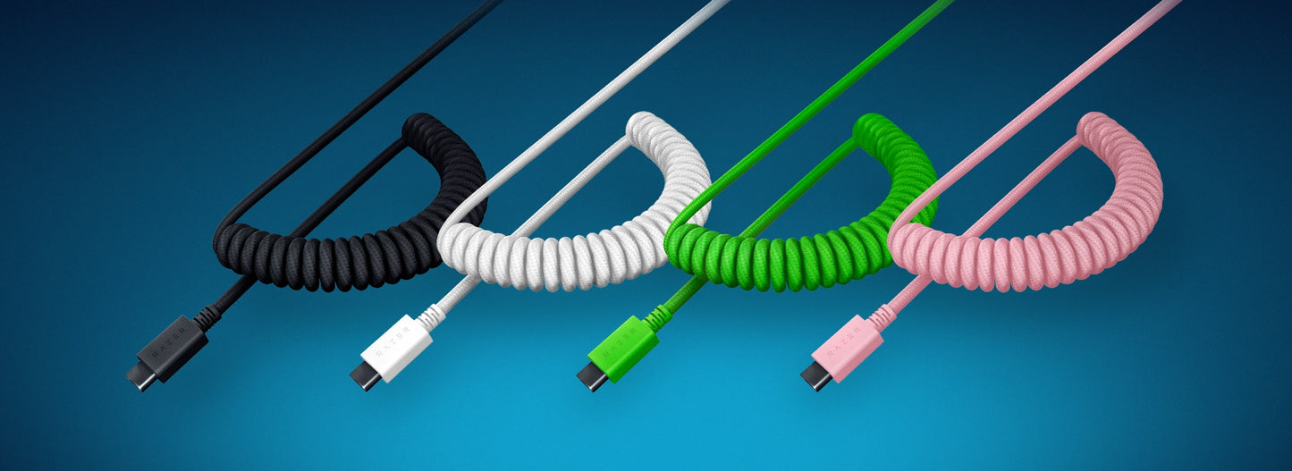 PRICE DROP Razer Shinethrough PBT Keycap & Coiled Cable Upgrade Set White Green