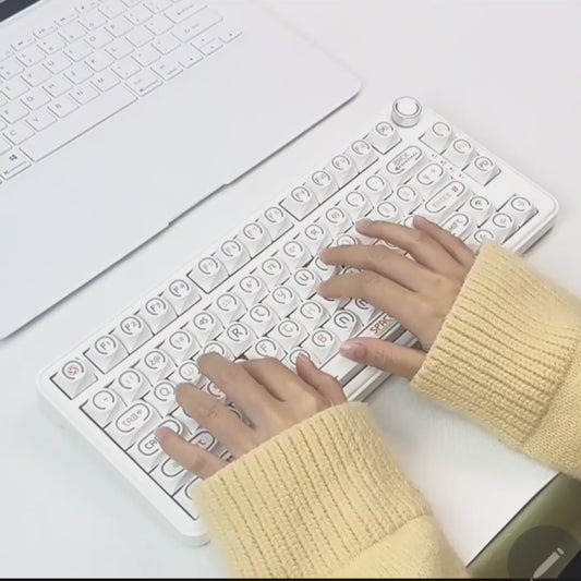 Unique White Rotary Shape Thick PBT Keycaps Shinethrough Ring
