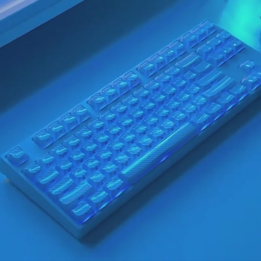 White Demon Wave OEM Side Printed Keycaps