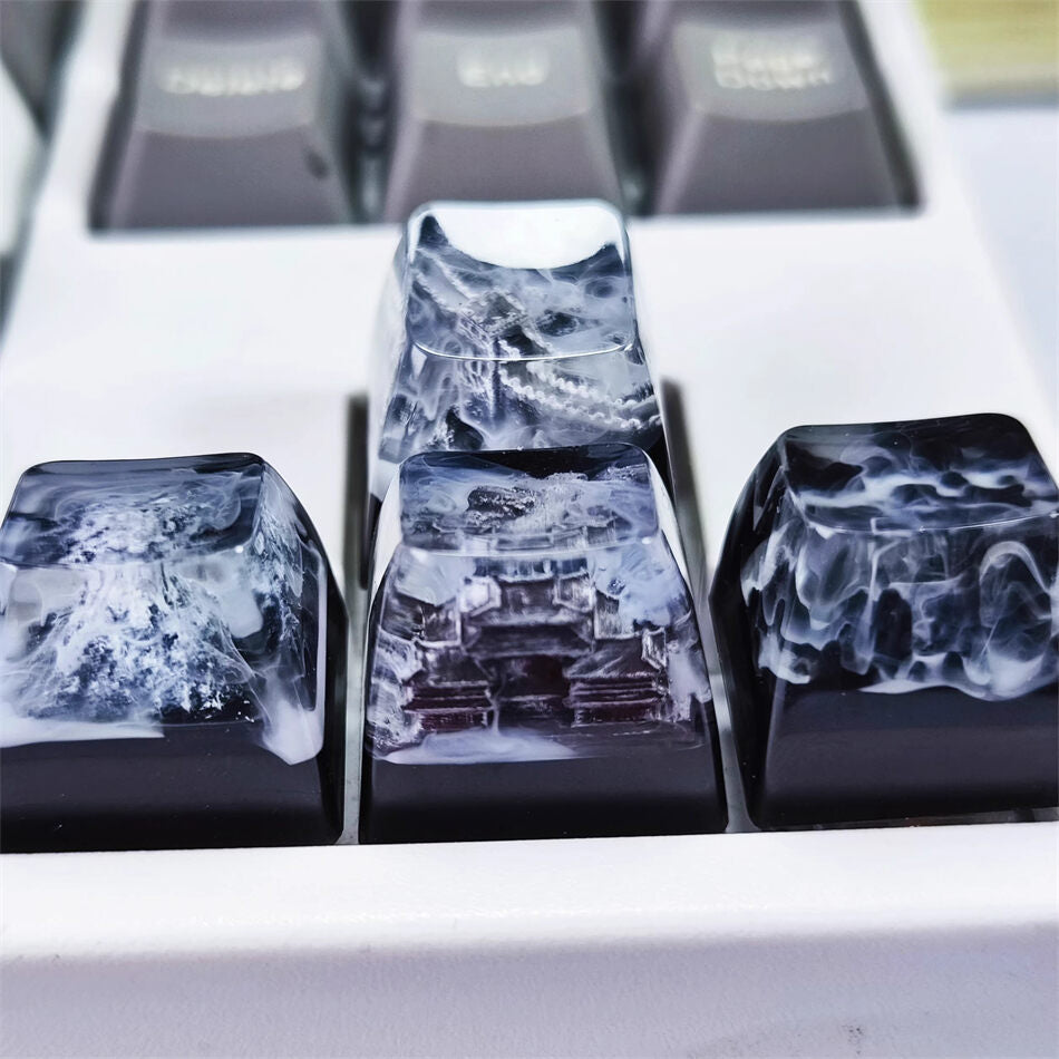 Resin SA Profile Artisan Keycaps Sakura Mount Fuji / Volcanic Cloud