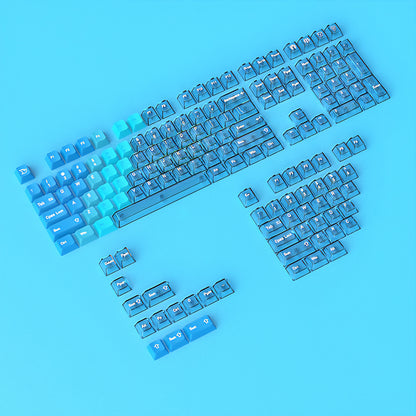 Blue Sea Clear Sky Gradient PBT PC Double Cherry Transparent Backlit Keycaps