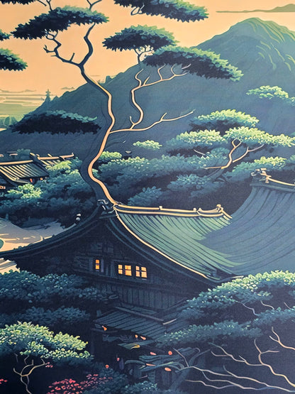 Peaceful Japanese Village Super Smooth XXL Deskmat