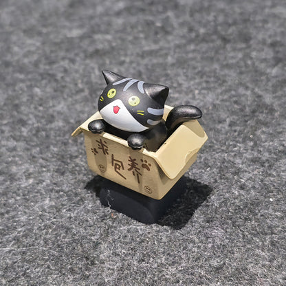 Happy Cat In Basket Resin Artisan Keycap