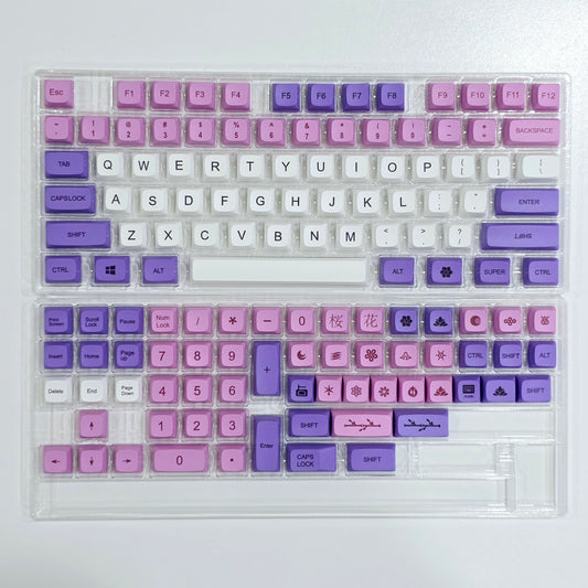 Purple Sakura XDA PBT Keycaps