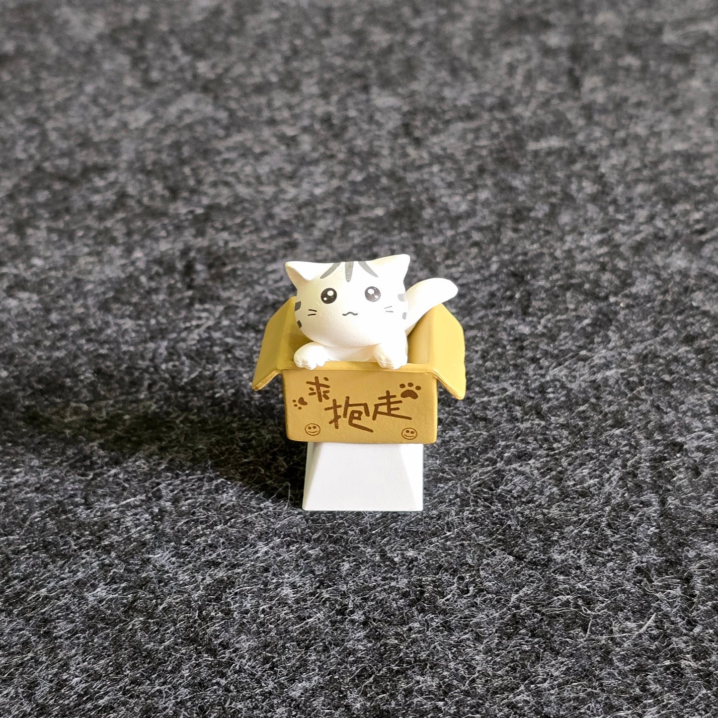 White Cat In Box Artisan Keycap