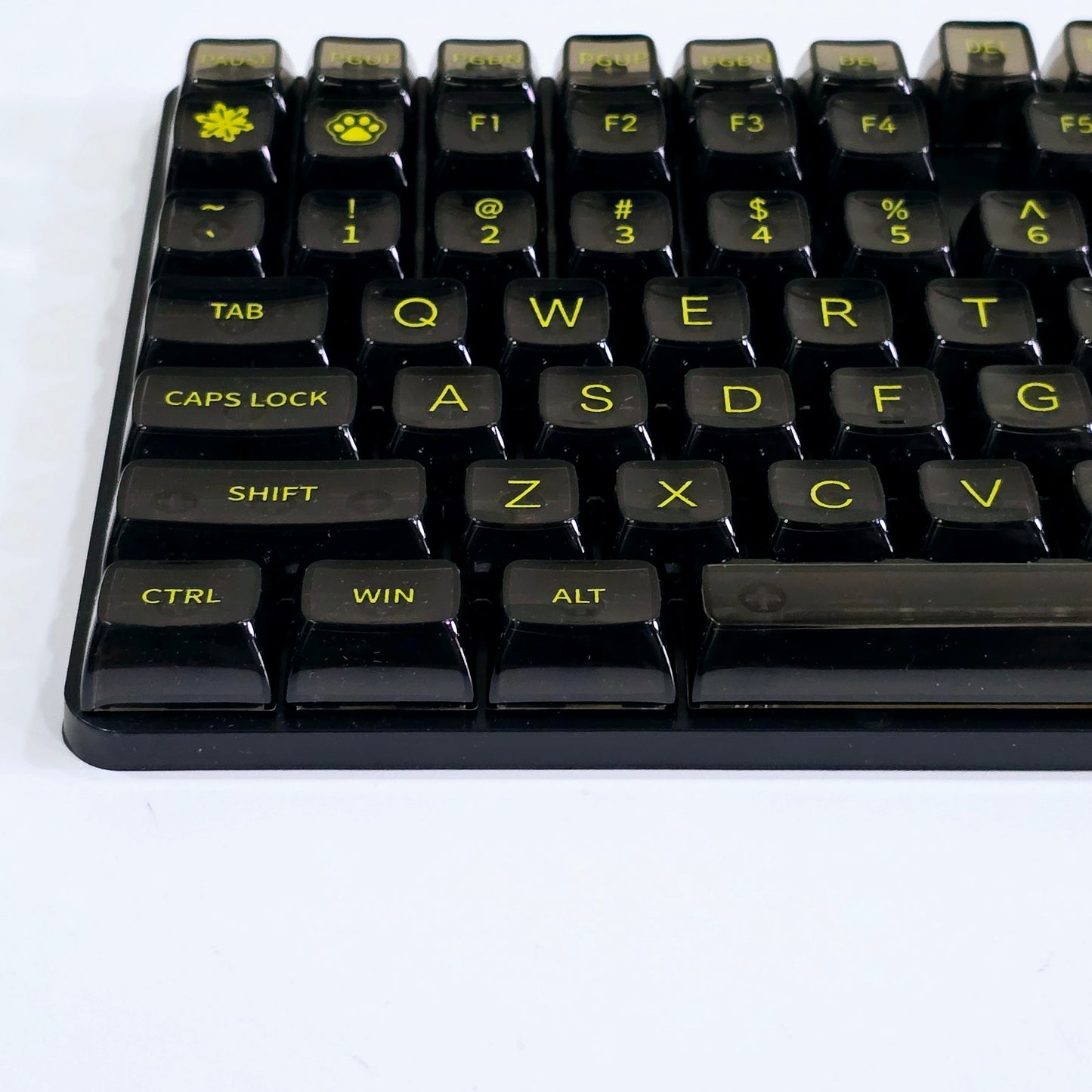 Transparent Yellow On Smoked Black CBSA Keycaps