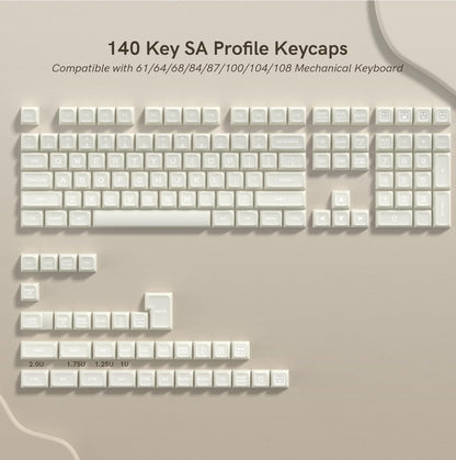 White Jade Translucent SA Profile Doubleshot Keycap
