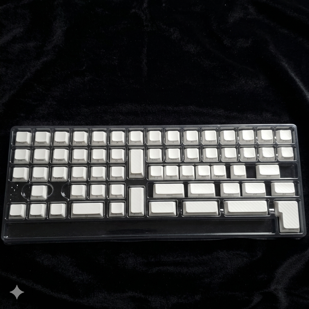 White Demon Wave OEM Side Printed Keycaps