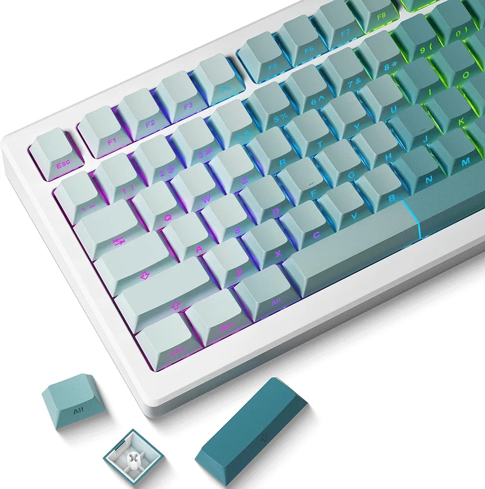 Midnight Green Diagonal Gradient Side Backlit Cherry Doubleshot Keycaps