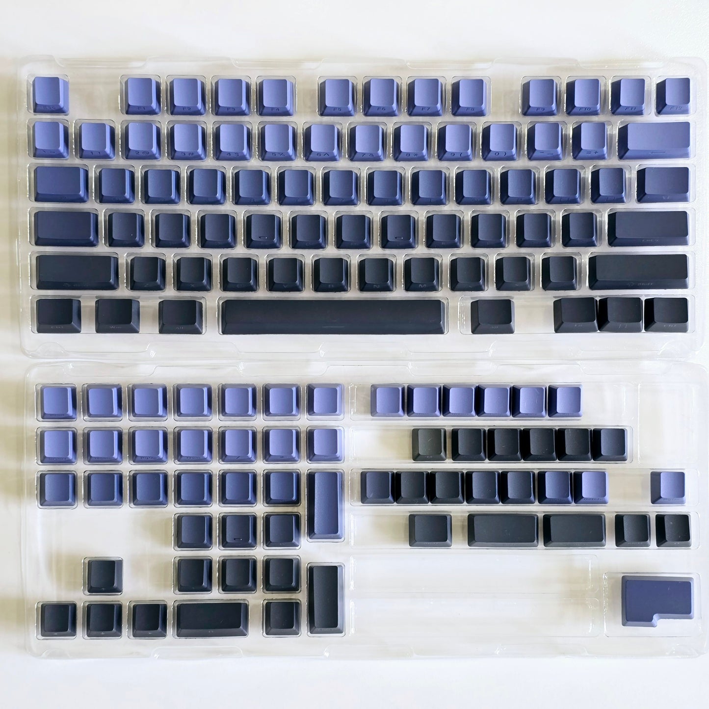 Backlit Black Blue Gradient Side Shinethrough Doubleshot OEM Keycaps