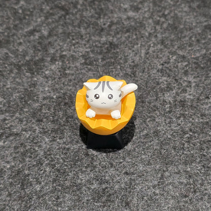 Adorable Cute Egg Shell Cats Artisan Keycap Black Base